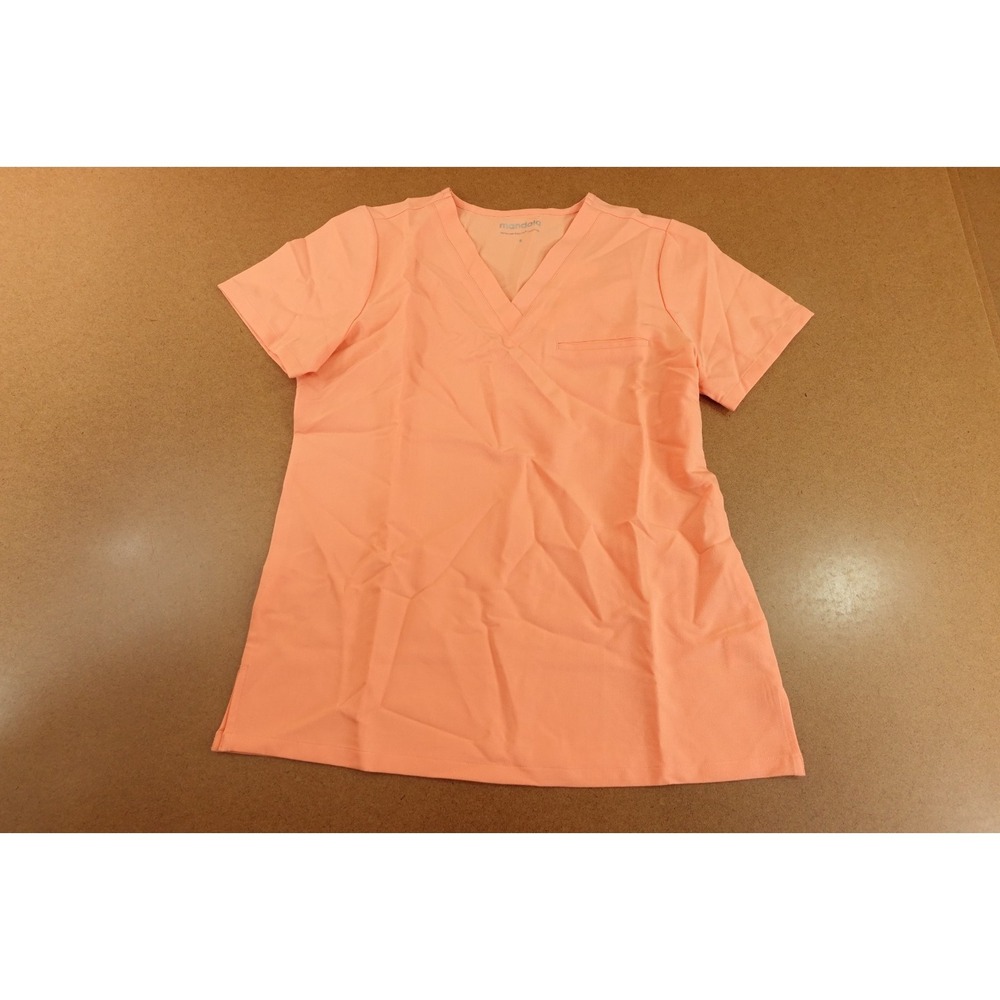 Mandala Womens Size Small Peach Short Sleeve V Neck 1 Pocket Scrub Top NWT